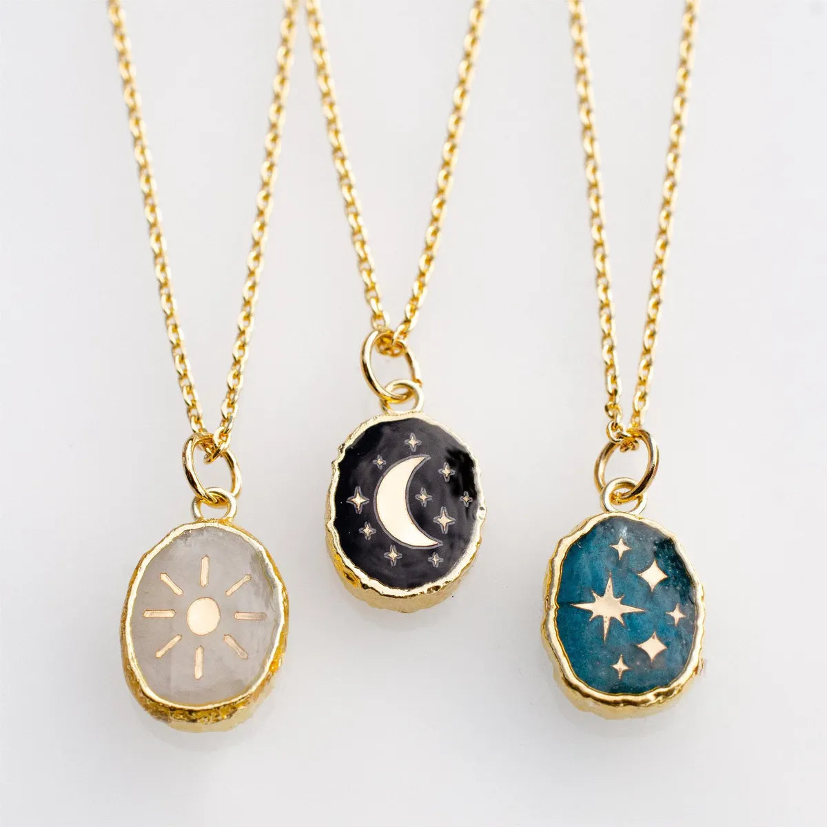 Women’s matching pendant necklaces-Simple Style Korean Style Star Moon Stainless Steel Enamel Plating Inlay Zircon 18k Gold Plated Pendant Necklace