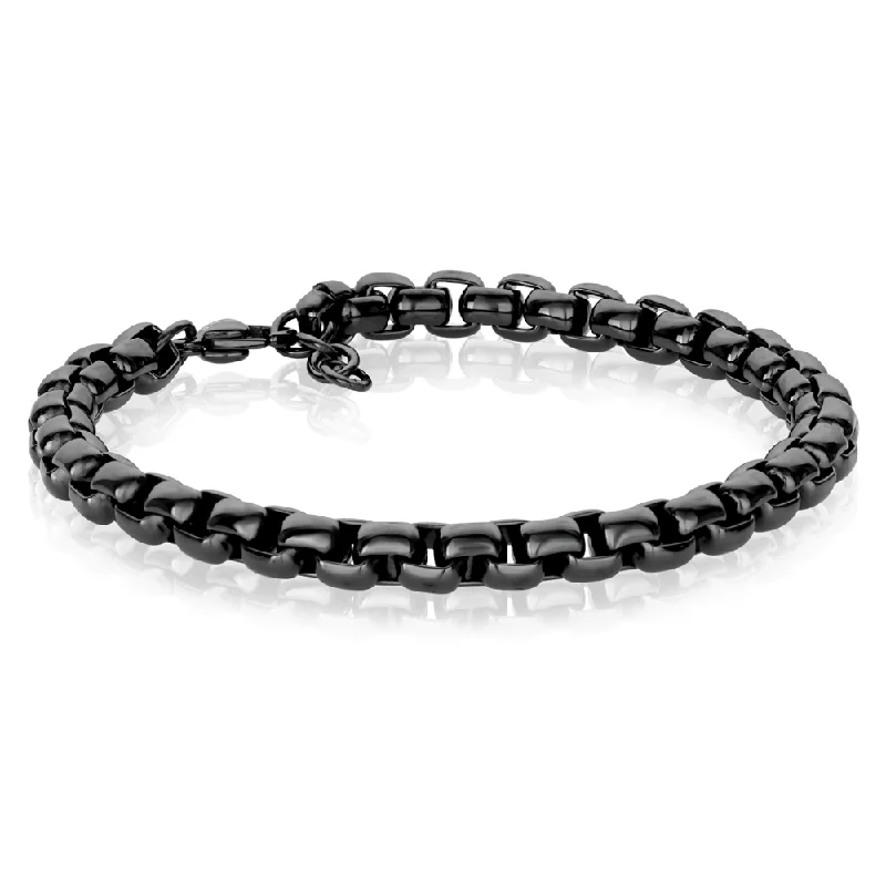 Women’s trendy bracelets-ITALGEM STEEL – GUNMETAL ROUND BOX CHAIN BRACELET