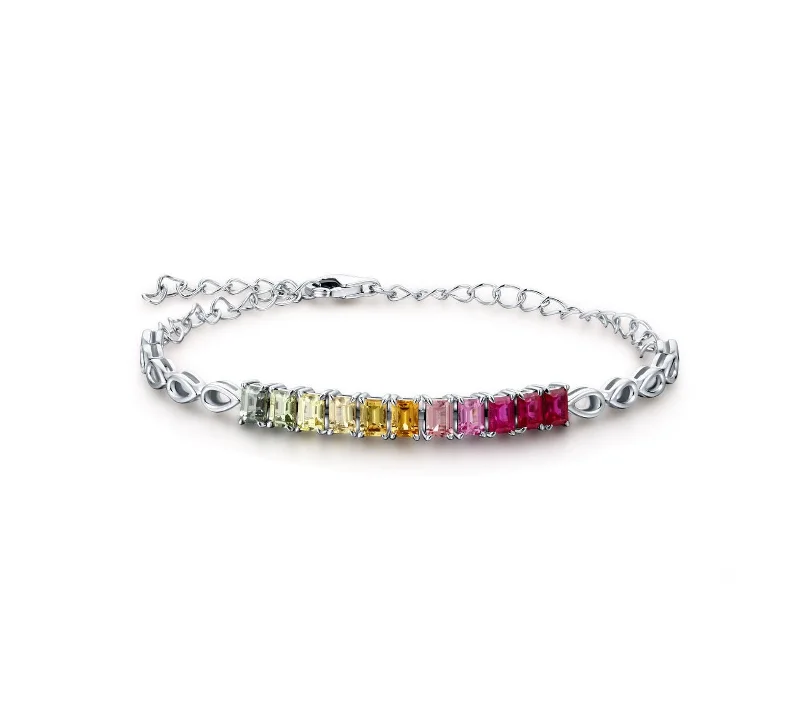 Women’s diamond bracelets-Baguette Colour Sapphire Bracelet