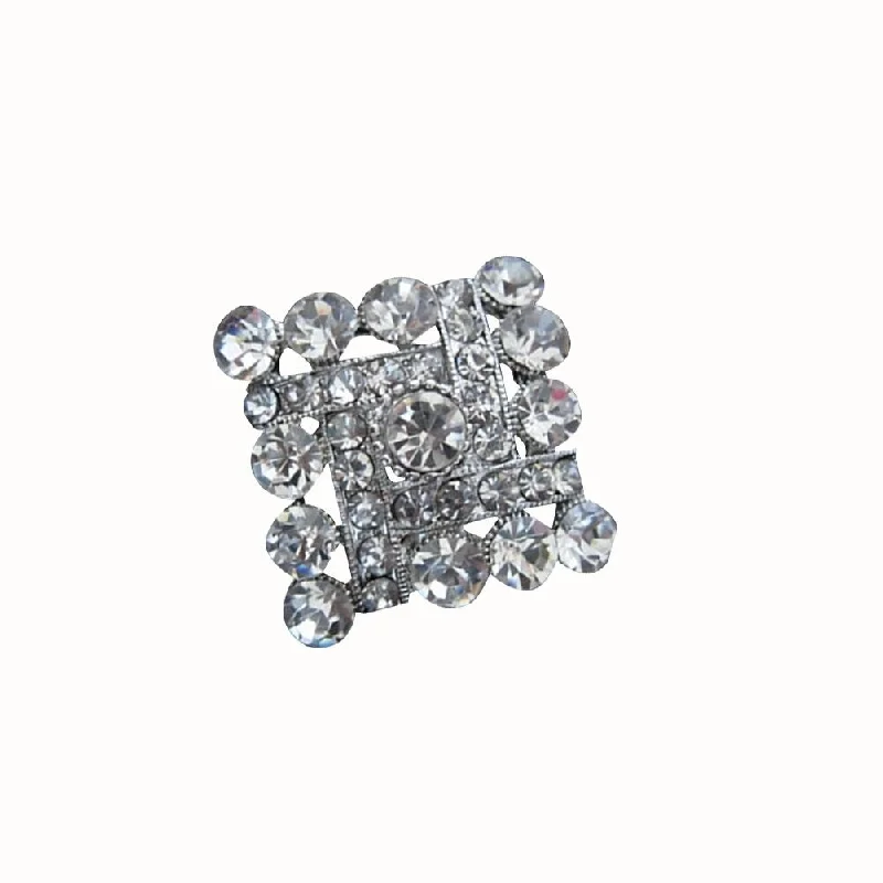 Women’s diamond ring sets-Fashion Women Jewelry Clothes Badge Square Shape Wedding Party Rhinestone Brooch Pin