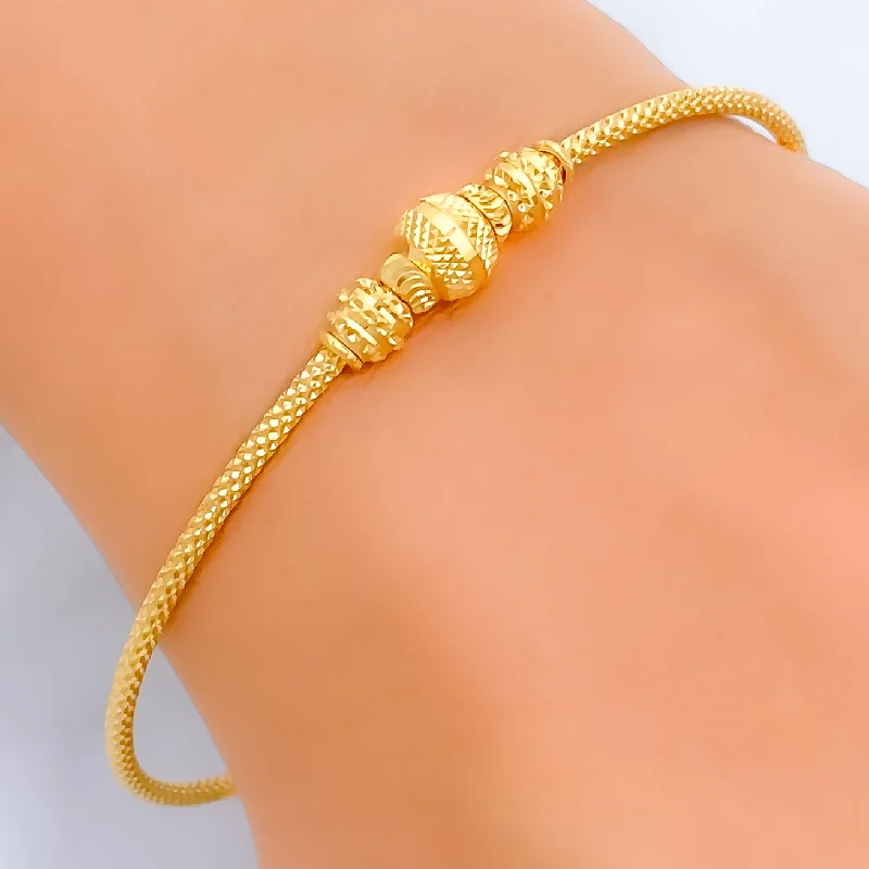 Women’s zodiac bracelets-Blooming Classy 22k Gold Bangle Bracelet