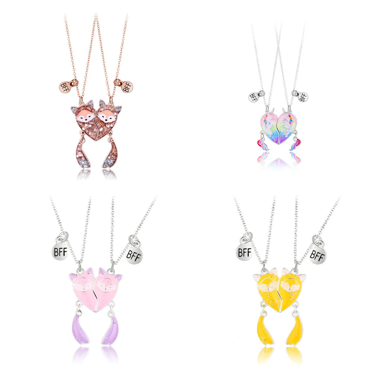 Women’s infinity necklaces-Cartoon Style Cute Heart Shape Fox Alloy Girl's Pendant Necklace