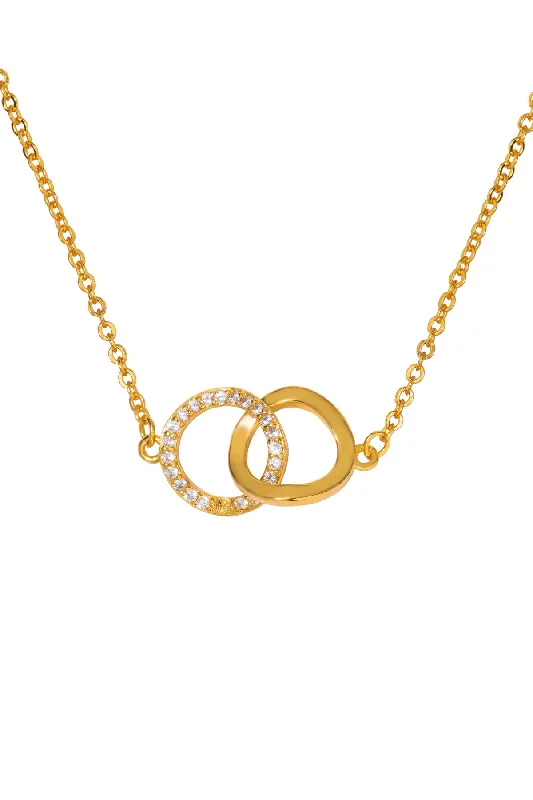 Women’s silver necklaces-The Pink Box Gold Interlinking Circles