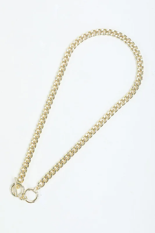 Women’s nameplate necklaces-Gold T-Bar Chain Necklace