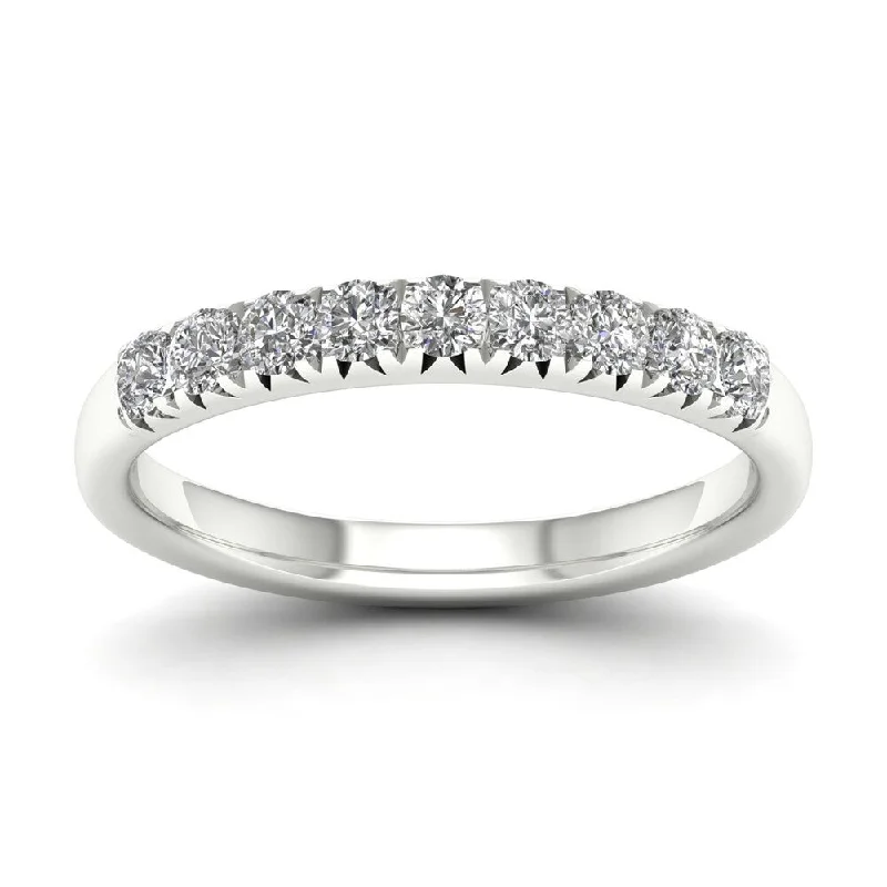 Women’s halo engagement rings with side stones-De Couer 14k White Gold 2/5ct TDW Diamond Women's Wedding Band - White H-I