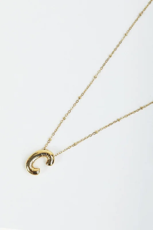 Women’s engraved necklaces-Bubble "C" Gold Initial Necklace