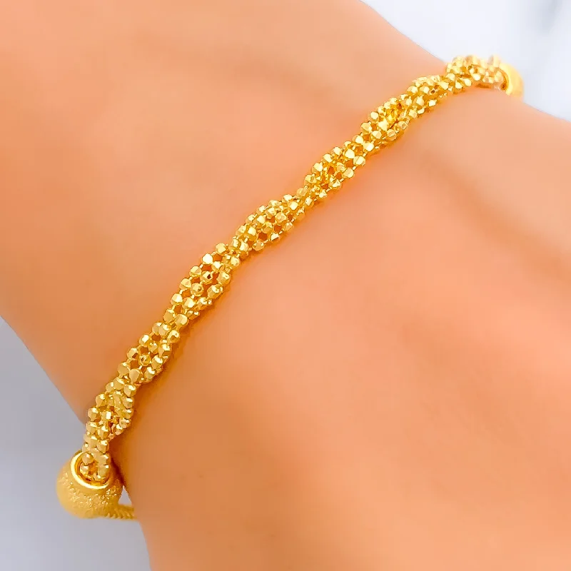 Women’s charm bracelets-Lovely Intertwined 22K Gold Bracelet