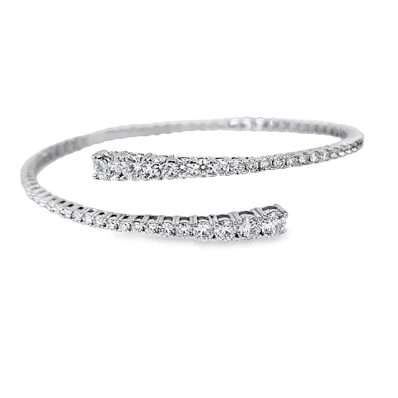 Women’s diamond bracelets-GRADUATED DIAMOND BYPASS BANGLE BRACELET