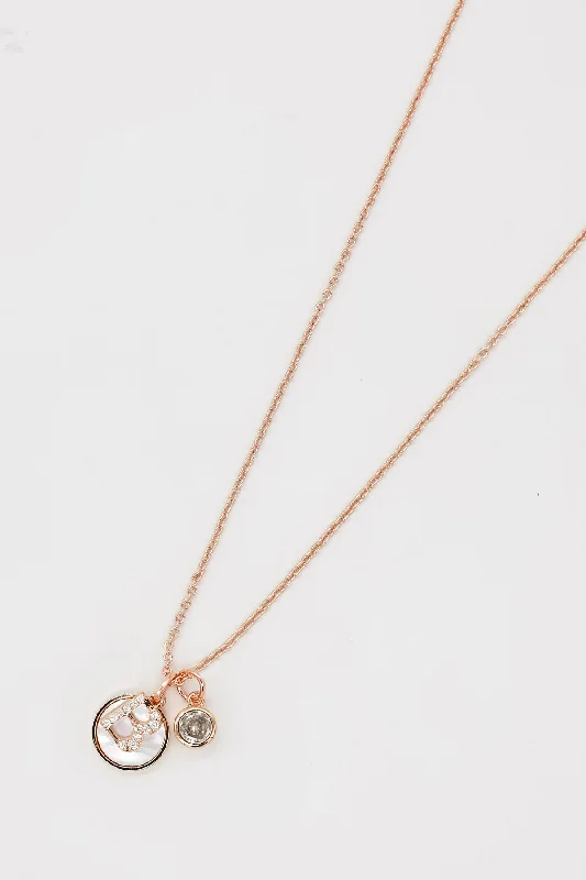 Women’s classic gold necklaces-"B" Initial Necklace in Rose Gold