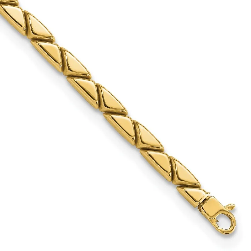 Women’s luxury bracelets-14k Yellow Gold Triangles Stampato Bracelet, 7.5" (W-4.8mm)