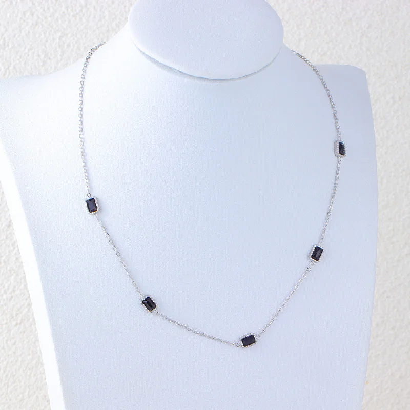 Silver Black Diamond Necklace