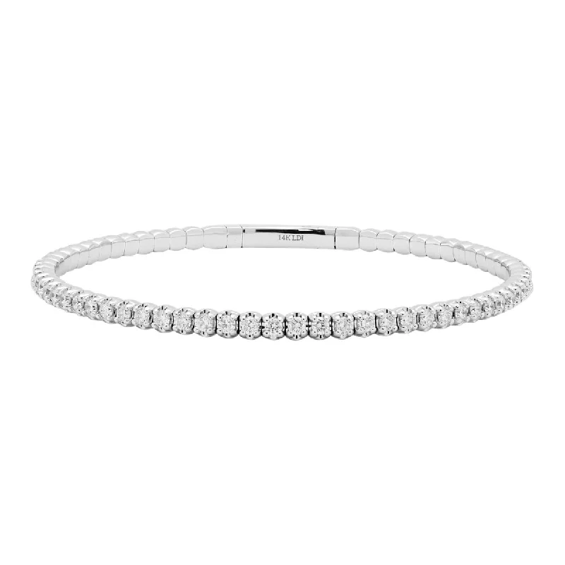 Women’s friendship bracelets-Diamond Flexible Bracelet in 14kt White Gold (2ct tw)