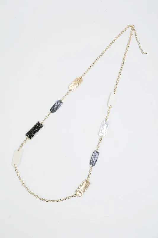 Women’s timeless necklaces-Contrast Colour Long Gold Necklace