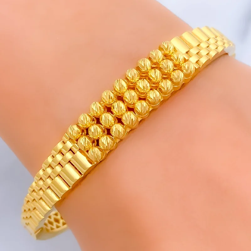 Women’s pearl charm bracelets-Fashionable Beaded 22k Gold Bangle Bracelet