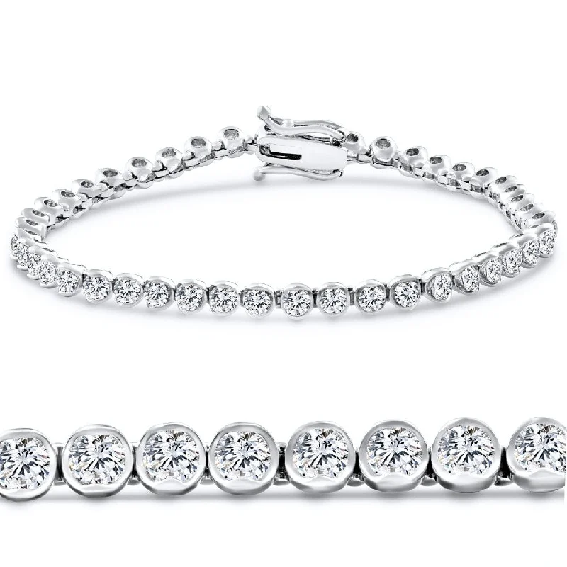 Women’s colorful bracelets-5Ct Diamond Half Bezel Tennis Bracelet White or Yellow Gold 7" Lab Grown