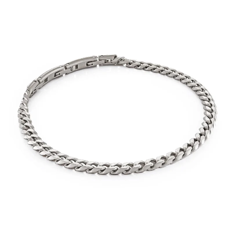 Women’s silver bangles-ITALGEM STEEL – CURB CHAIN BRACELET