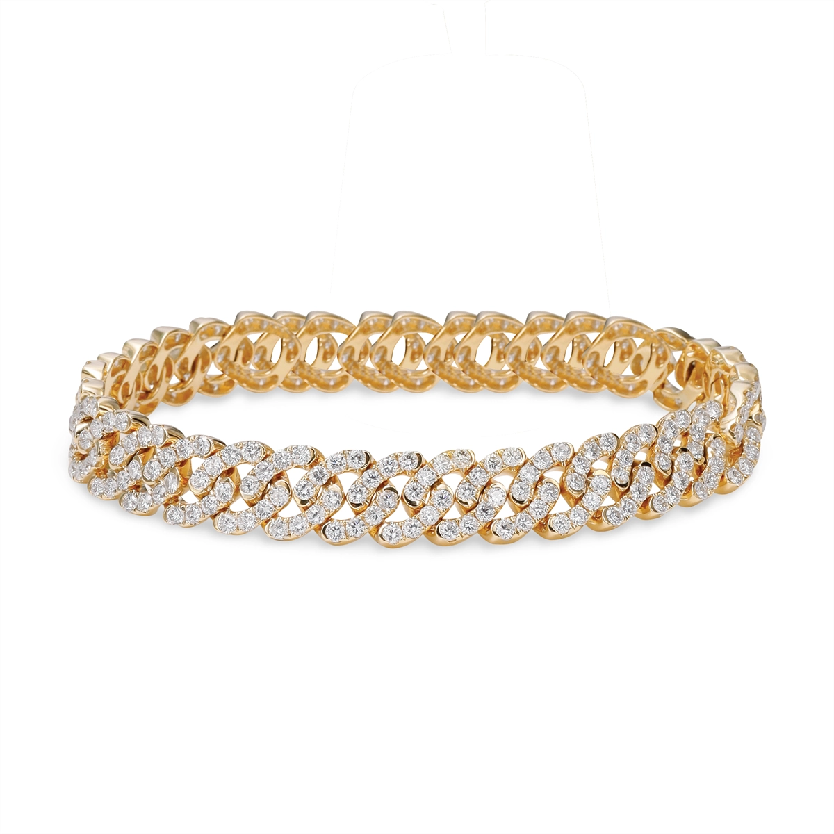 Women’s leather cuff bracelets-18K Yellow Gold Diamond Link Bracelet, 8 inch