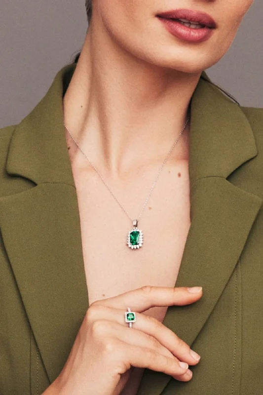 Women’s sparkling diamond necklaces-Classic Emerald Pendant