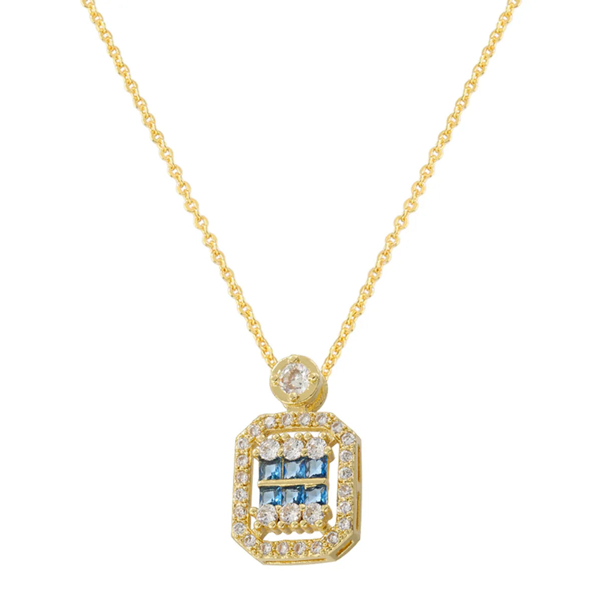 Gold Blue Diamond Necklace