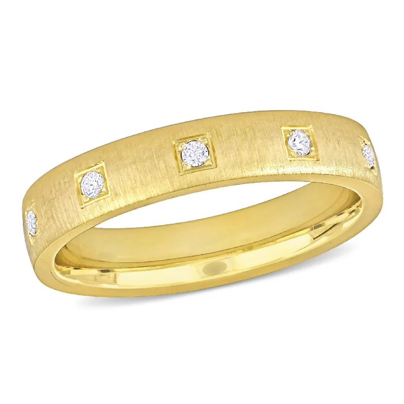 Women’s gemstone engagement rings-Miadora 1/3ct TGW Cubic Zirconia Brushed Finish Wedding Band 14k Yellow Gold