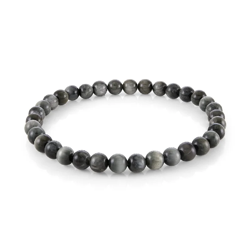 Women’s wide cuff bracelets-ITALGEM - GREY EAGLE'S EYE BEAD STRETCH BRACELET