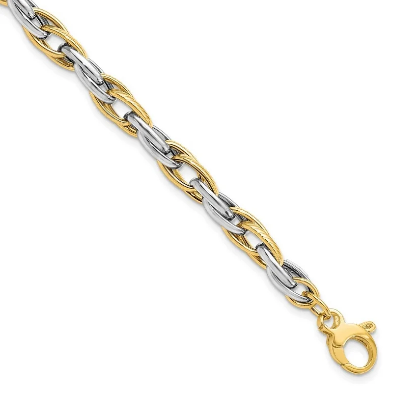 Women’s gemstone charm bracelets-Curata 4.67mm 14k Two tone Gold Polished With .5inch Ext. Bracelet 7.5 Inch