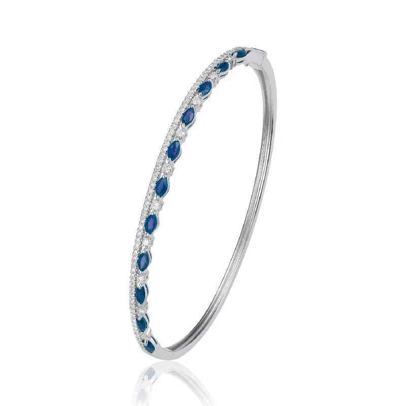 Women’s silver bracelets-LUVENTE - SAPPHIRE & DIAMOND BANGLE BRACELET