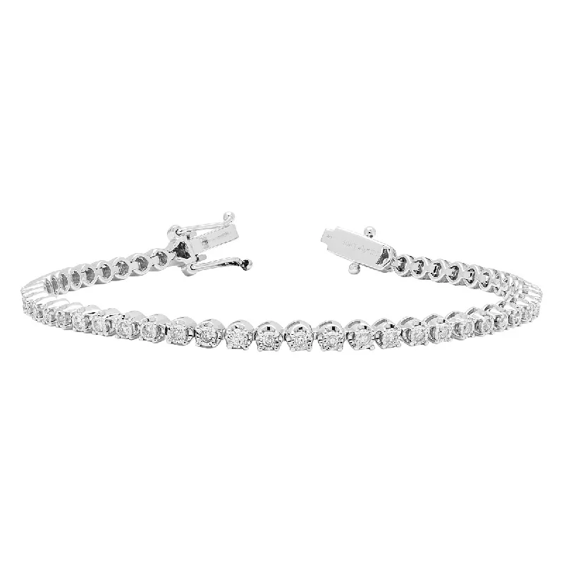 Women’s gemstone cuff bracelets-Diamond Tennis Bracelet in 10kt White Gold (1ct tw)