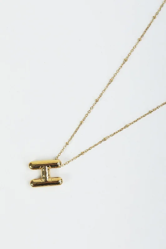 Women’s crystal necklaces-Bubble "H" Gold Initial Necklace