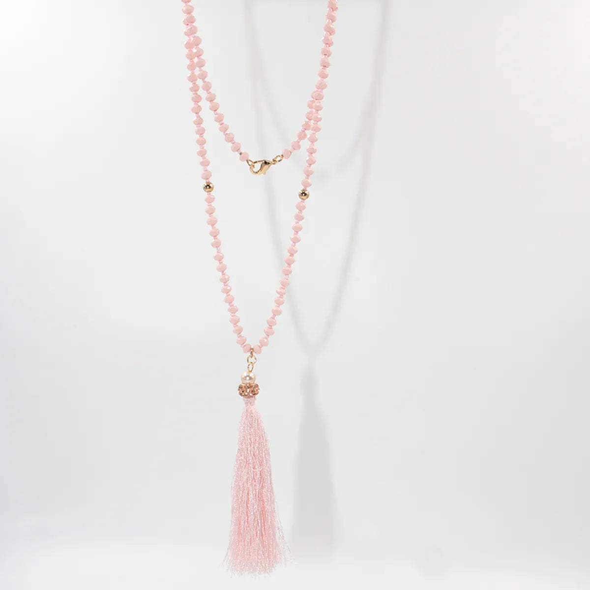 Women’s geometric pendant necklaces-Fashion Tassel Artificial Crystal Imitation Pearl Alloy Beaded Handmade Zircon Women's Layered Necklaces 1 Piece