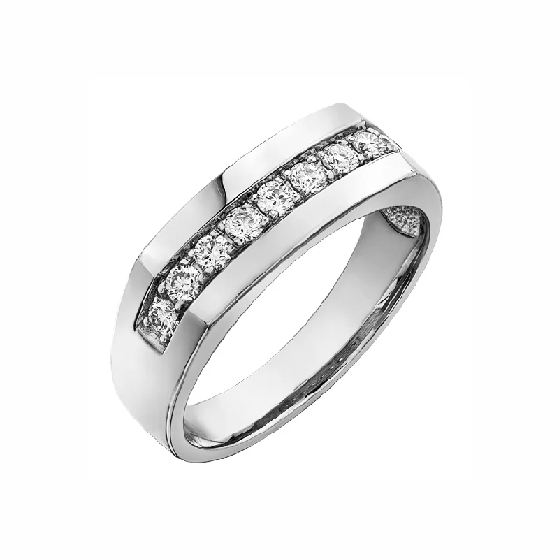 Women’s square halo engagement rings-14kt White Gold 0.50cttw Channel Set Diamond Men's Wedding Band