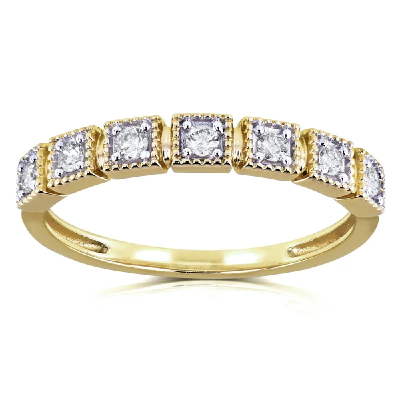 Women’s three-stone diamond engagement rings-Annello by Kobelli 10k Yellow Gold 1/6ct TDW Diamond Wedding Ring (H-I, I2)