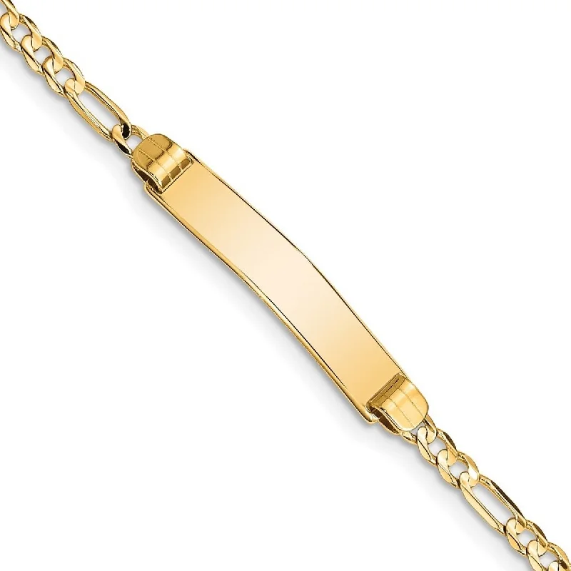 Women’s diamond bangle bracelets-Curata 5.25mm 10k Yellow Gold Engravable Figaro Link ID Bracelet