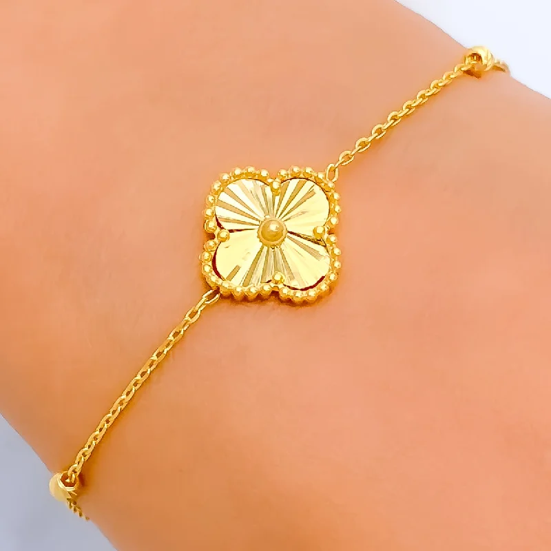 Women’s adjustable bangles-Small 22k Gold Clover Bracelet