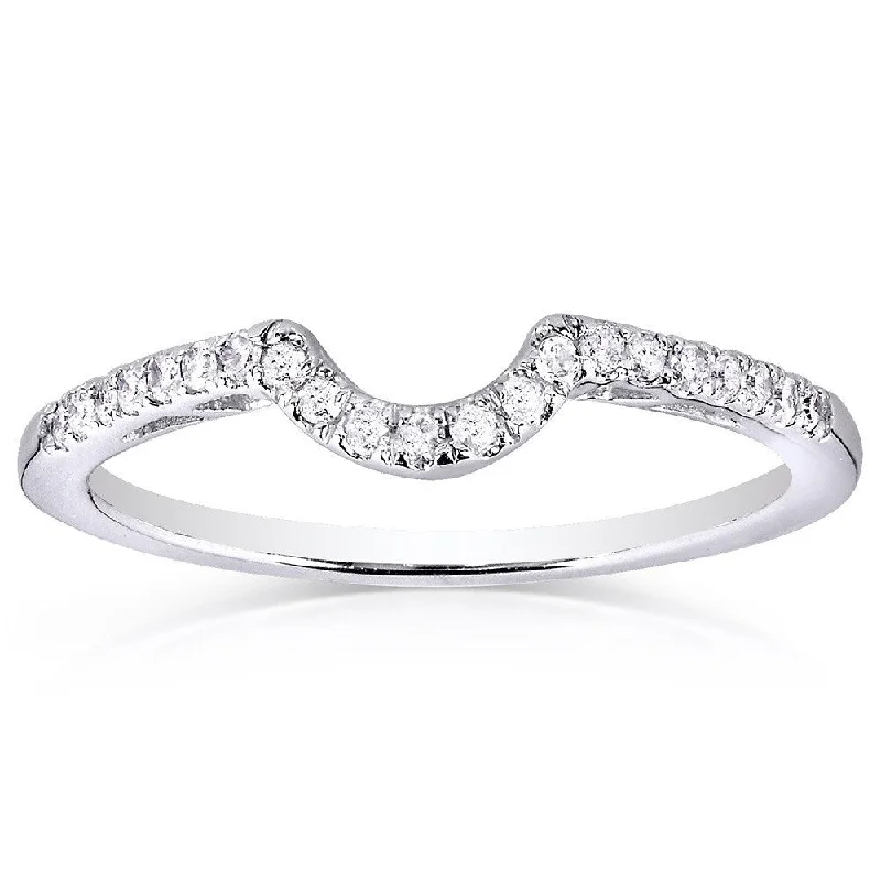 Women’s channel set engagement rings-Annello by Kobelli 10k White Gold 1/6ct TDW Curved Diamond Wedding Band