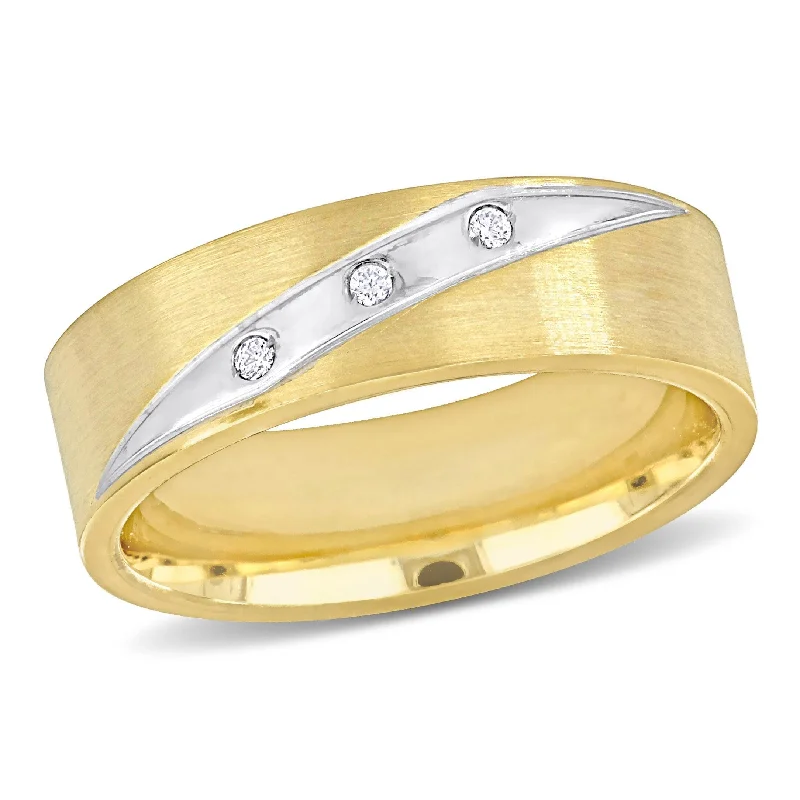 Women’s three-stone engagement rings-Miadora 6mm Brushed Finish Wedding Band in Two-Tone 14k Yellow and White Gold