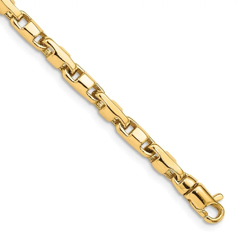 Women’s handmade bracelets-14k Yellow Gold 4mm Hand-polished Fancy Link Bracelet, 7"