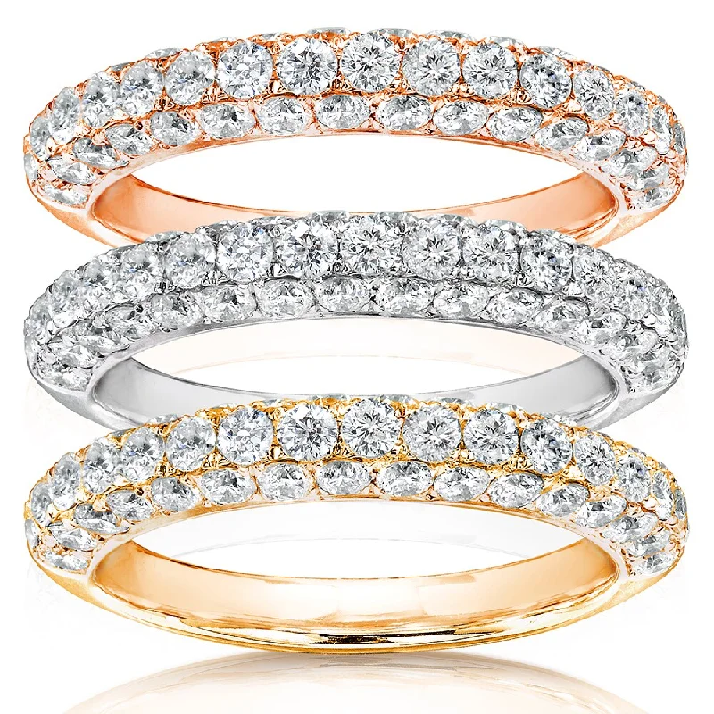 Women’s antique engagement rings-Annello by Kobelli 14k Gold 1ct TDW Diamond Wedding Band