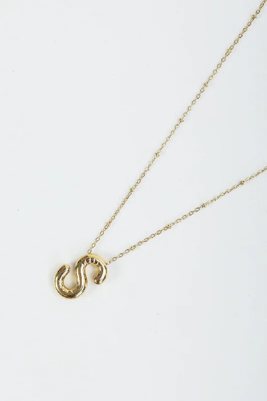 Women’s modern necklaces-Bubble "S" Gold Initial Necklace