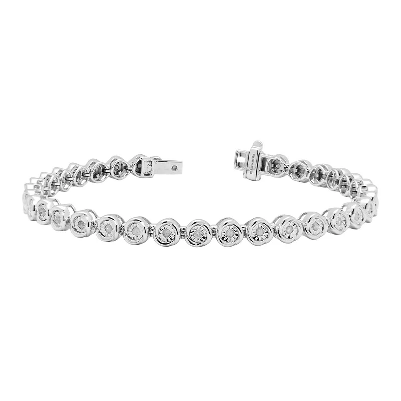 Women’s matching bracelets and rings-Diamond Bezel Bracelet in Sterling Silver (1/2ct tw)