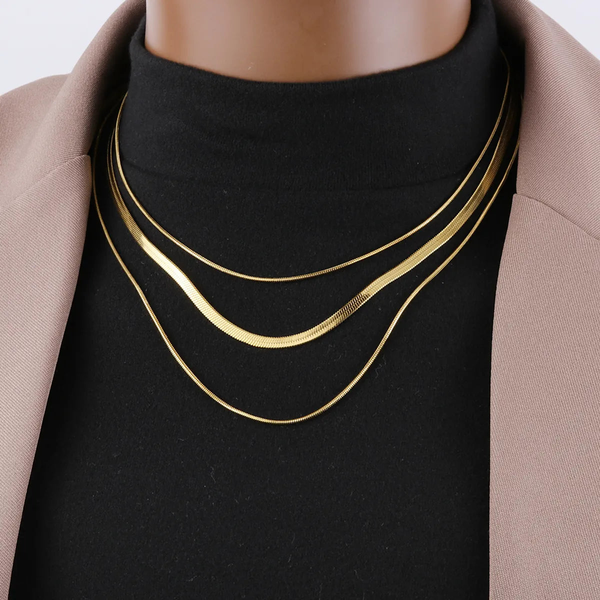 Women’s unique necklaces-Titanium Steel Hip-Hop Solid Color Plating Layered Necklaces