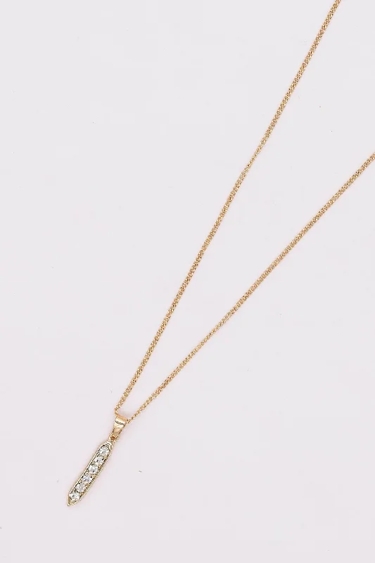 Women’s fashionable necklaces-Long Pendant in Gold