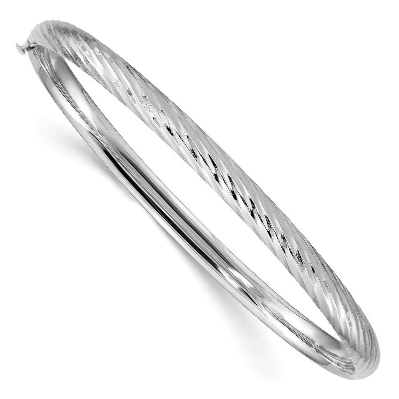 Women’s tropical bracelets-Curata 14k White Gold 3/16 Textured Bangle Bracelet