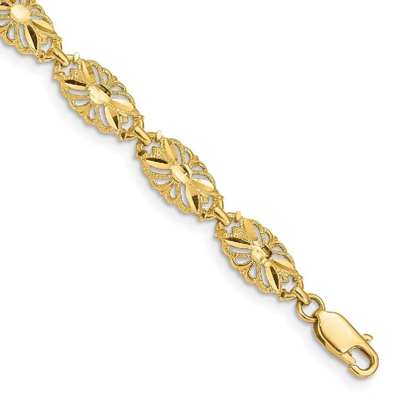 Women’s beach bracelets-Curata 14k Sparkle Cut Bracelet 7 Inch