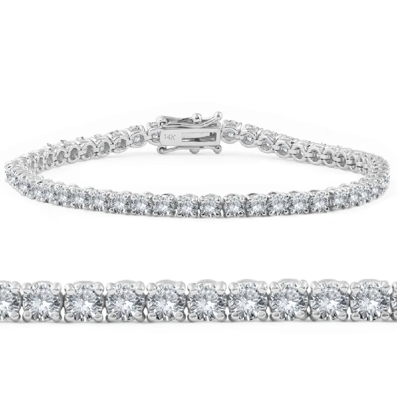 Women’s beaded bracelets-4ct Diamond Tennis Bracelet White Gold