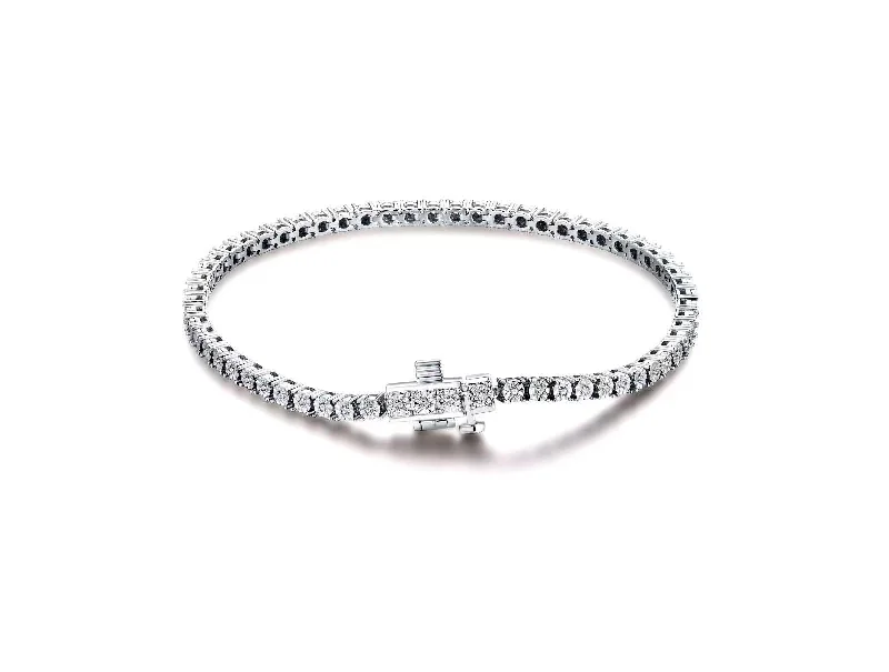 Women’s tennis bangle bracelets-White Diamond Illusion Tennis Bracelet