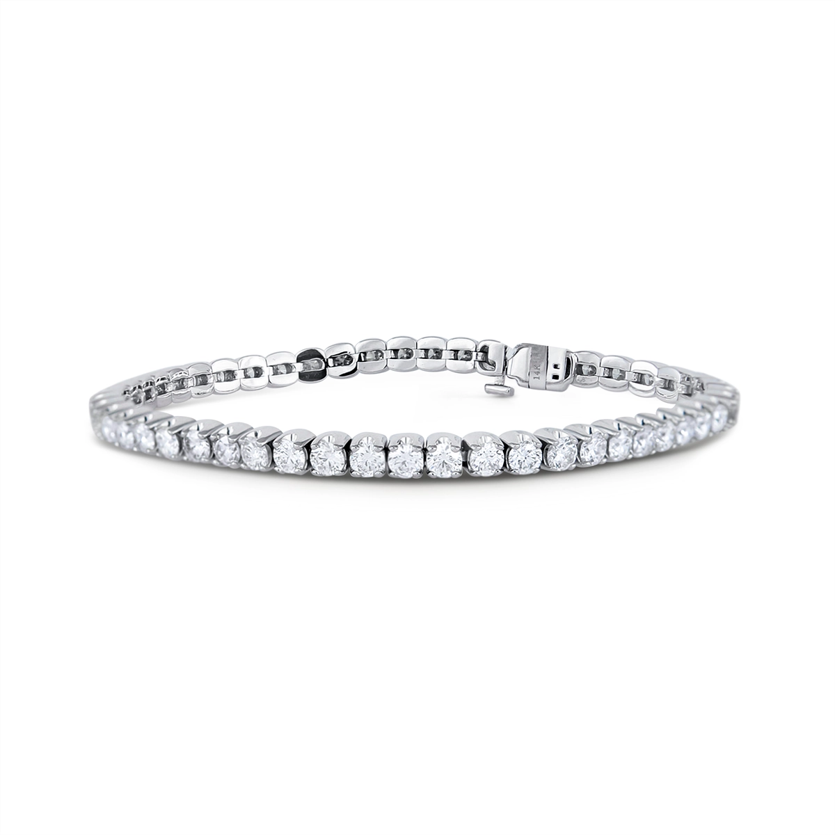 Women’s luxury gold bracelets-14K White Gold Diamond Tennis Bracelet