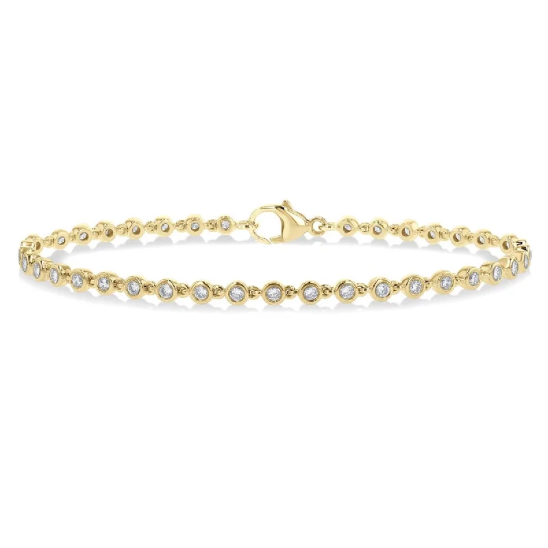 Women’s multi-strand bracelets-Diamond Bezel Bracelet in 14kt Yellow Gold (1ct tw)