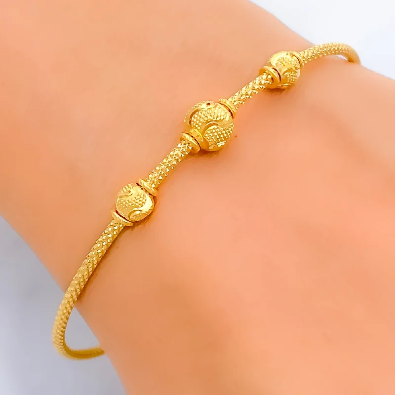 Women’s braided bracelets-Opulent Modern 22k Gold Bangle Bracelet