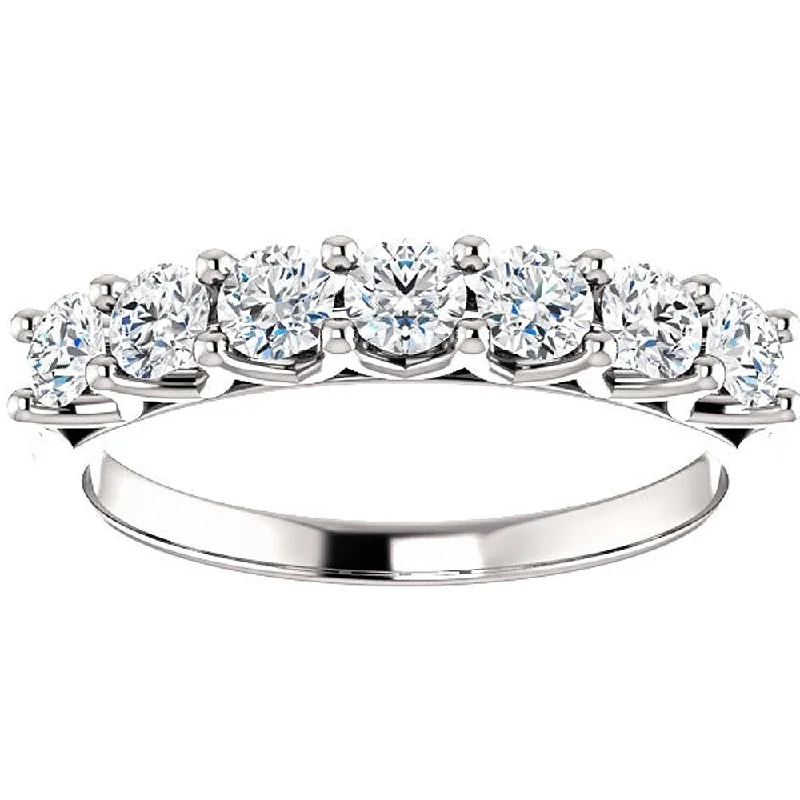 Women’s white diamond engagement rings-Pompeii3 14k White Gold 3/4 Ct TDW Seven Diamond Eternity Wedding Ring Lab Grown (G-H/VS1-VS2)